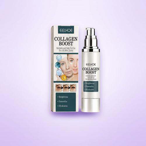 Collagen Boost Serum 30ml bottle shown on a soft lavender background