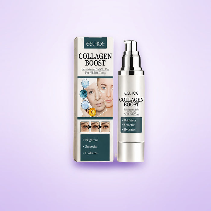Collagen Boost Serum 30ml bottle shown on a soft lavender background