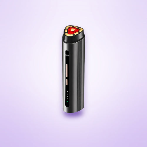 3-in-1 facial device shown on a soft lavender background
