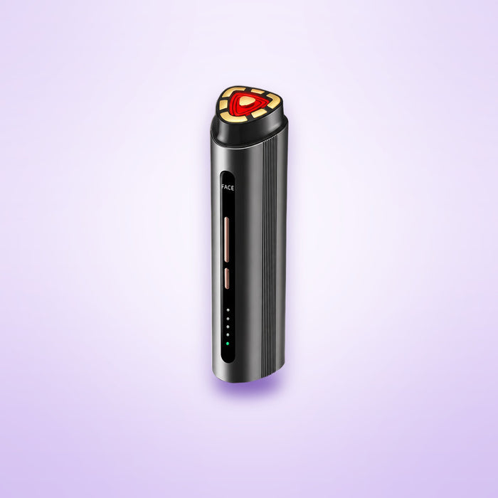 3-in-1 facial device shown on a soft lavender background
