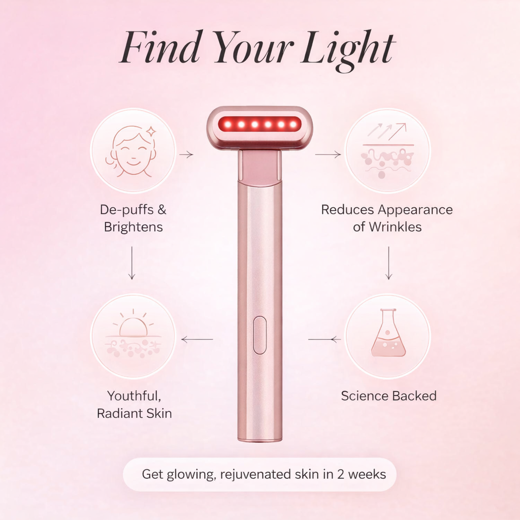 Find Your Light - Halo wand benefits: de-puffs, reduces wrinkles, radiant skin, science backed