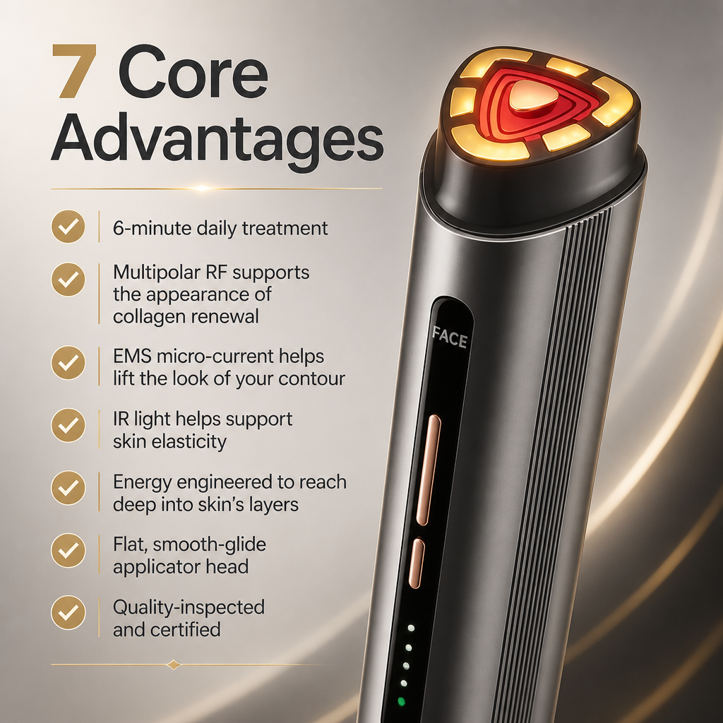 Red light therapy, Microcurrent and EMS facial device.