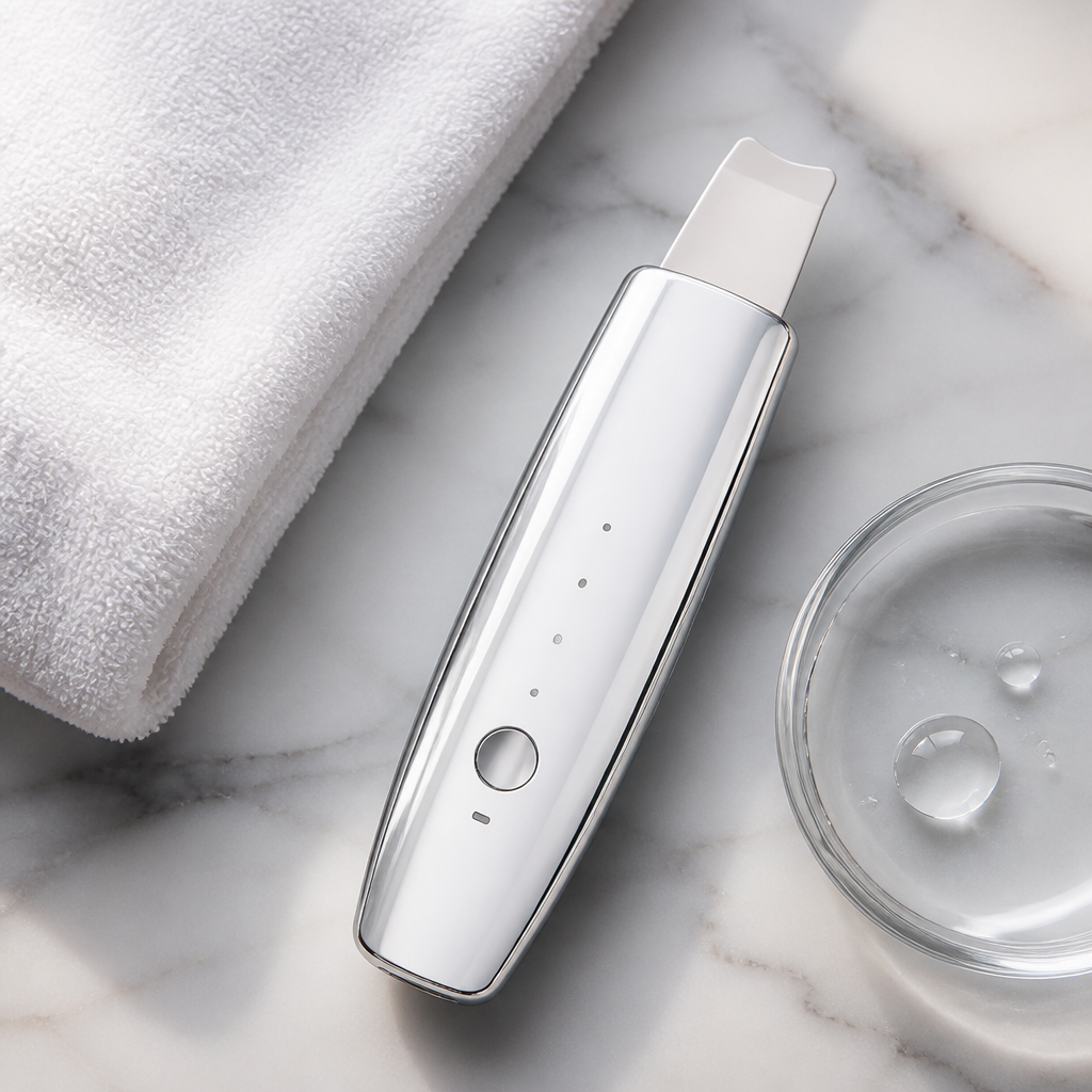 Ultrasonic skin scraper beauty device
