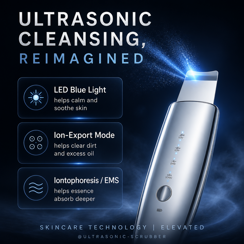 Ultrasonic skin scraper beauty device